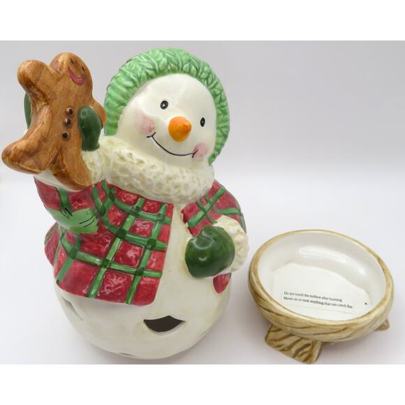 BICO Snowman Tealight Candle Holder Ceramic Christmas Gingerbread Holiday Decor - Picture 7 of 10